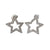 Platinum diamond star stud earrings, front view showing three-dimensional star shape.