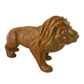 Antique Continental Redware Pottery Lion