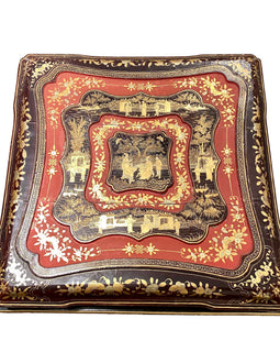 Rare 19th Century Large China Trade Gilt Lacquer Box top close