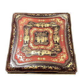 Rare 19th Century Large China Trade Gilt Lacquer Box top close