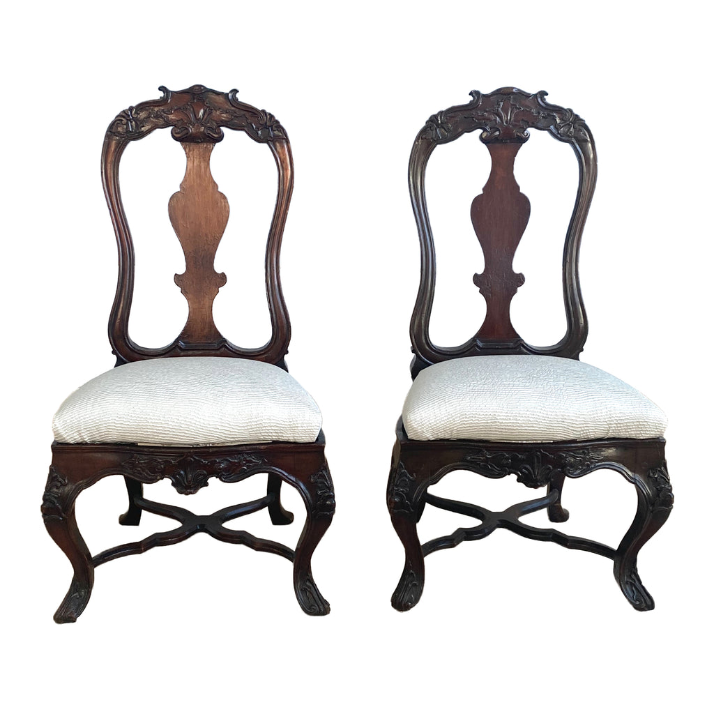 Rare Pair Of 18th Century Portuguese Slipper Chairs