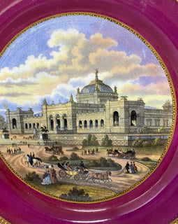 Rare Pair of Philadelphia Exhibition Porcelain Plates 1876 closeup purple plate