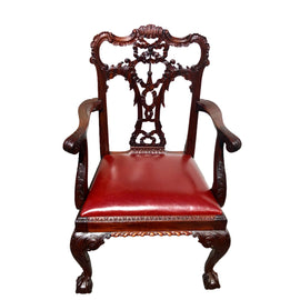 Set Of Eight English Carved Mahogany George III Style Dining Chairs