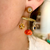 Repurposed 14K Gold Victorian Stick Pin and Lingerie Pin Charm Earrings on model