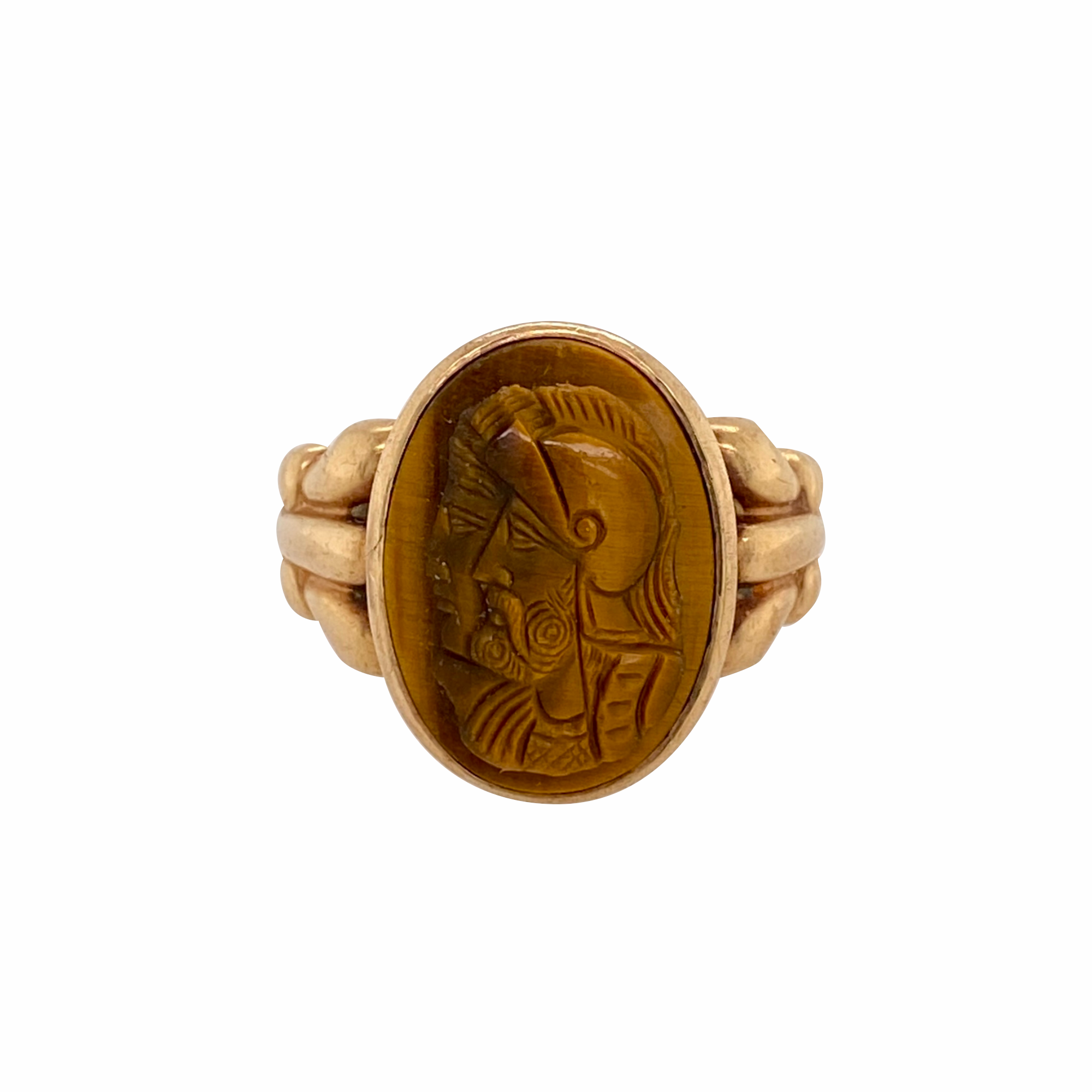 10K Gold Men s Victorian Cameo Tiger s Eye Ring Acanthus Antiques