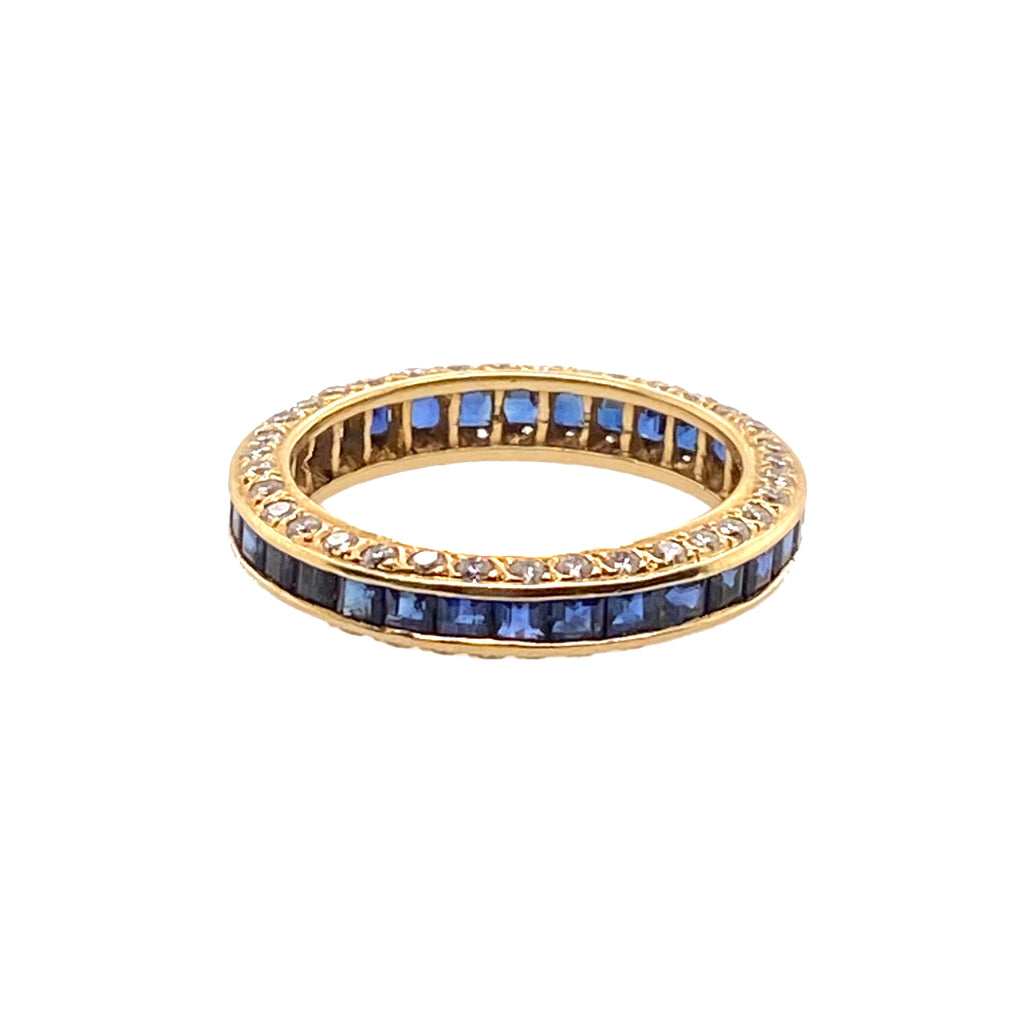 18K Gold Diamond and Sapphire Eternity Band / Ring