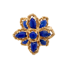 Mid Century 14K Gold Lapis Lazuli Cocktail Ring