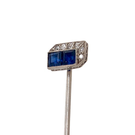 Edwardian Platinum Sapphire & Diamond Stick Pin