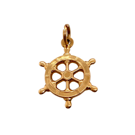 14K Gold Captain's Ship Wheel Charm or Pendant