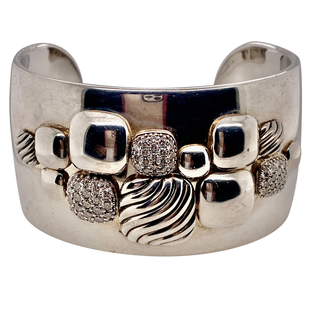 Wide silver cuff bracelet