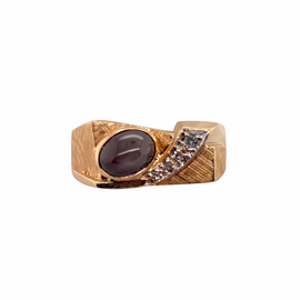 Vintage 14K Gold Black Sapphire and Diamond Men's Ring