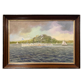 Steamship Portrait, "Boston" Oil on Board Kristina Nemethy with frame