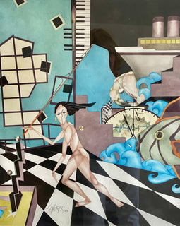Surrealist Painting 1987 Scheurer Watercolor front 2