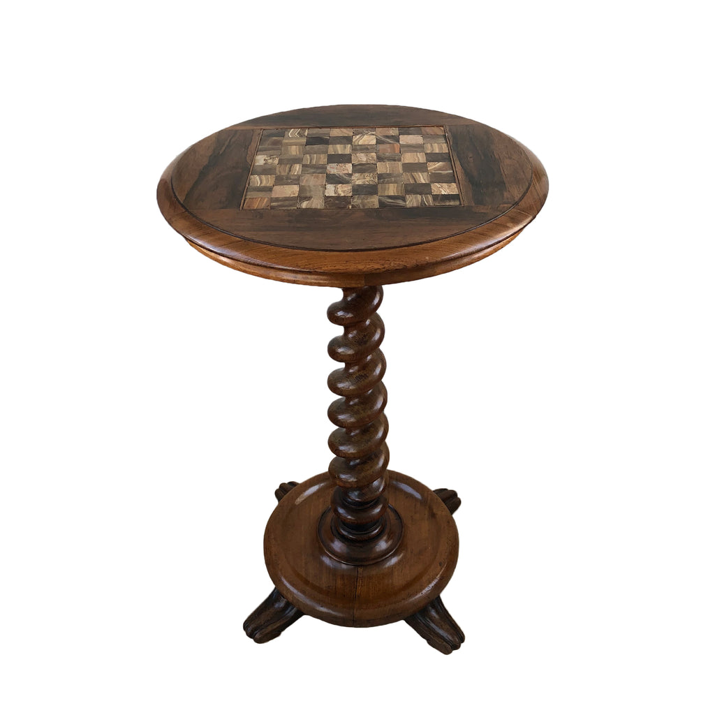 19th Century English Rosewood Games Table With Onyx Top