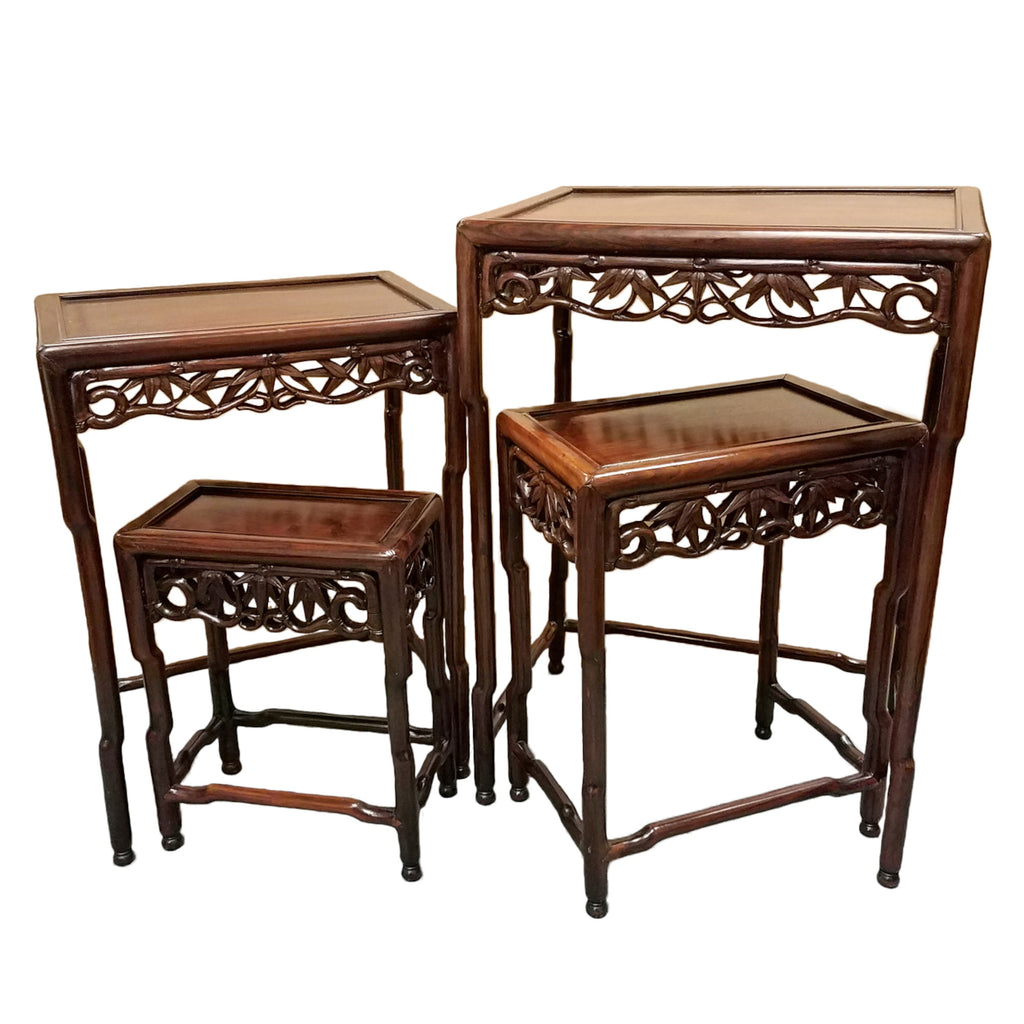 Set Of Chinese Carved Hardwood Nesting Tables