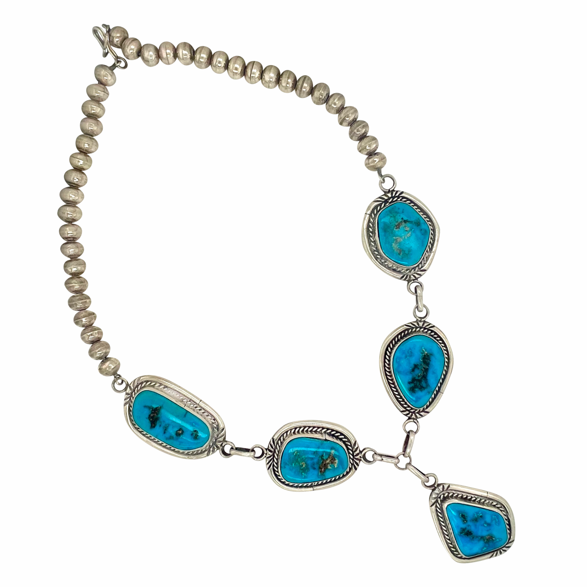 Vintage Native American Sterling and Turquoise Necklace Acanthus