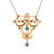 Victorian 14K Gold Seed Pearl & Persian Turquoise Pendant Necklace
