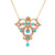 Victorian 14K Gold Seed Pearl & Persian Turquoise Pendant Necklace
