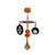 Victorian 14K Gold Charm Earrings | Coral, Pearl & Enamel single earring closeup