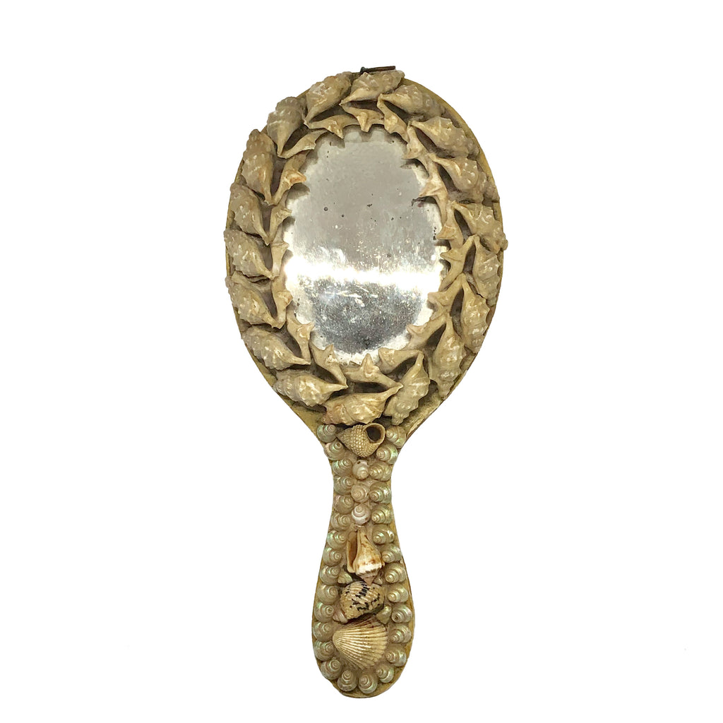 Victorian Shell Hand Mirror for Vanity front