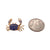 Vintage 14K Gold Sapphire & Diamond Crab Pin / Pendant size comparison with a quarter