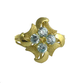 Vintage 18K Yellow Gold Ring with Aquamarine