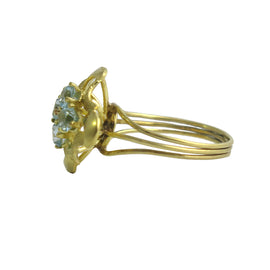Vintage 18K Yellow Gold Ring with Aquamarine