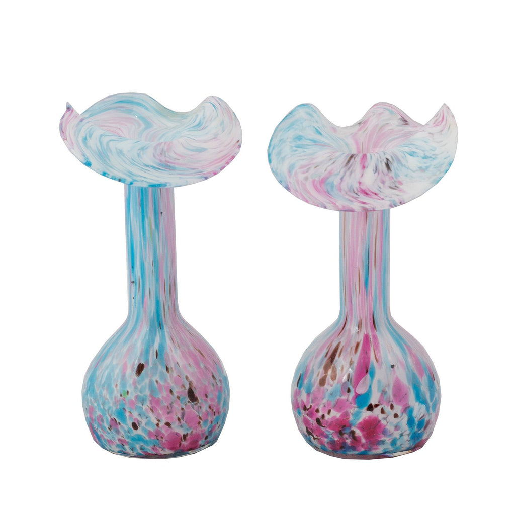 Vintage Pair Italian Murano Glass Jack in Pulpit Vases side