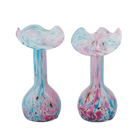 Vintage Pair Italian Murano Glass Jack in Pulpit Vases side