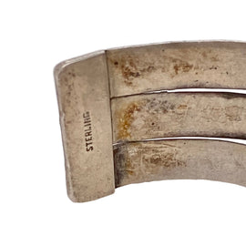 Vintage Silver Native American Tooled Cuff Bracelet sterling mark