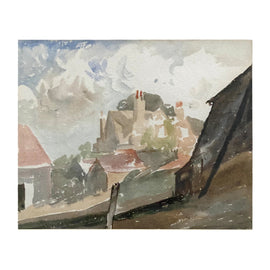 Mid 20th Century Watercolor on Paper Landscape with Cottage