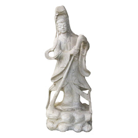 Ming Style Carved White Marble Guanyin Figure