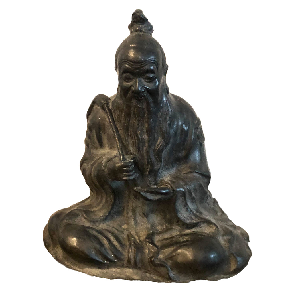 Chinese Bronze Seated Diety Holding Fruit
