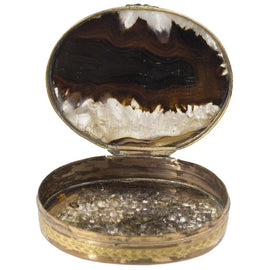 Victorian Brass & Striped Agate Snuff Box - Circa 1860