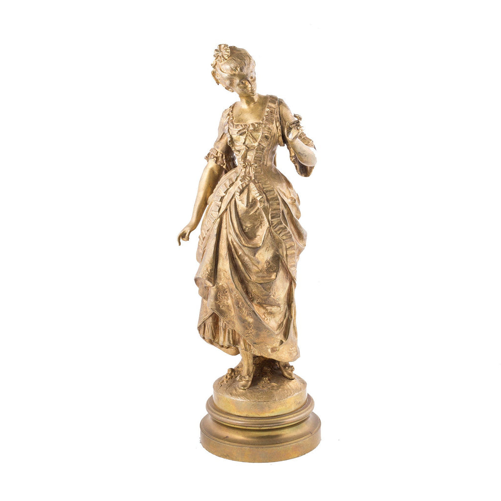 Gilt French Bronze Female Figure by August Moreau