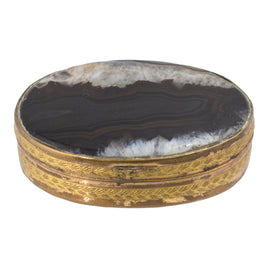Victorian Brass & Striped Agate Snuff Box - Circa 1860
