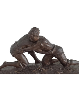 19th Century Carved Wooden Sculpture of Two Male Wrestlers
