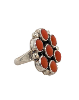 Vintage Native American Sterling Silver Coral Ring