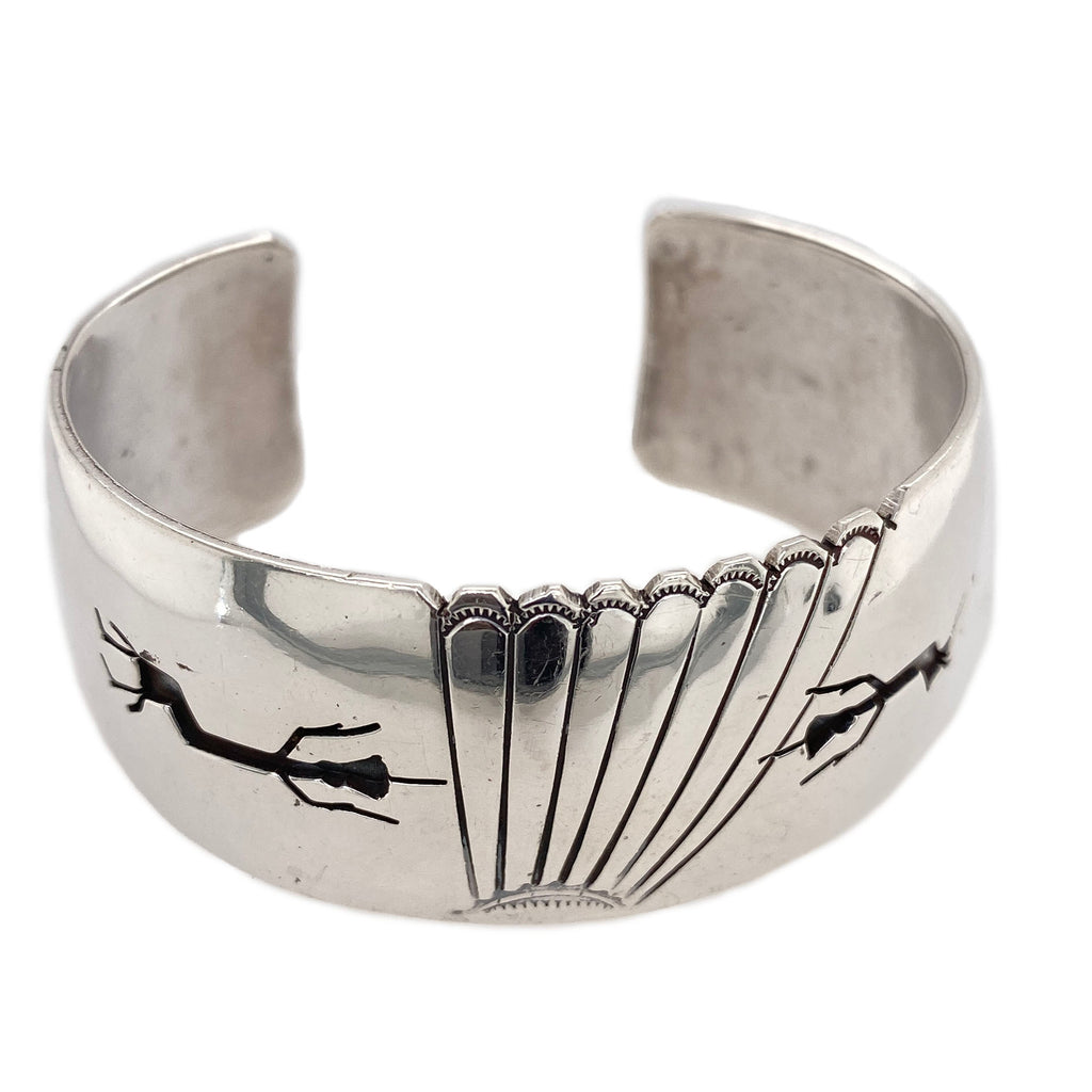Native American Silver Cuff Bracelet With Figures